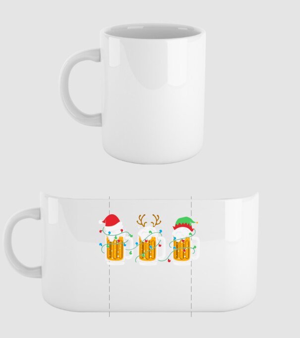 Christmas beer mugs model alb pe tricou
