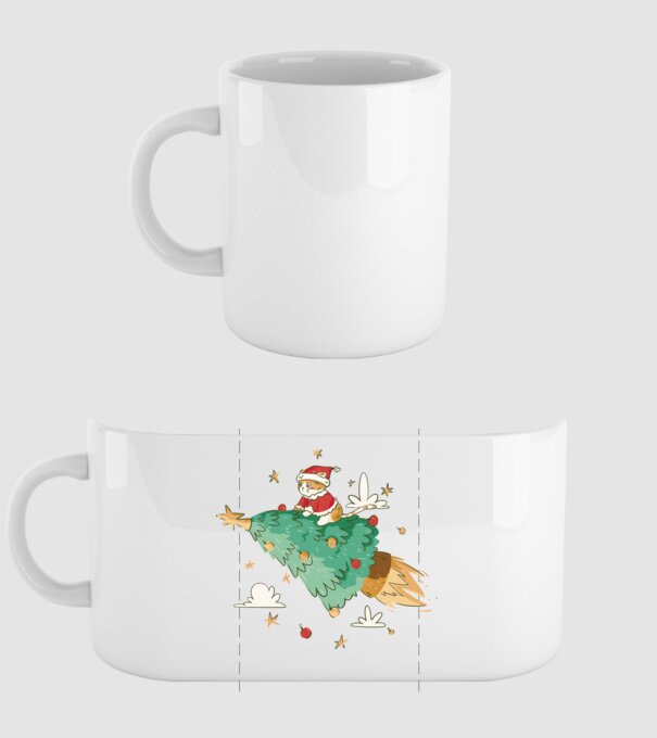 Christmas cat model alb pe tricou