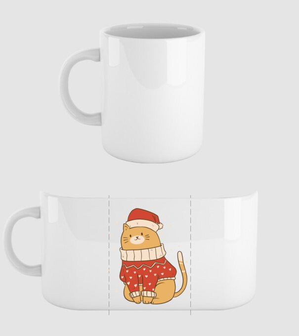 Christmas cat model alb pe tricou