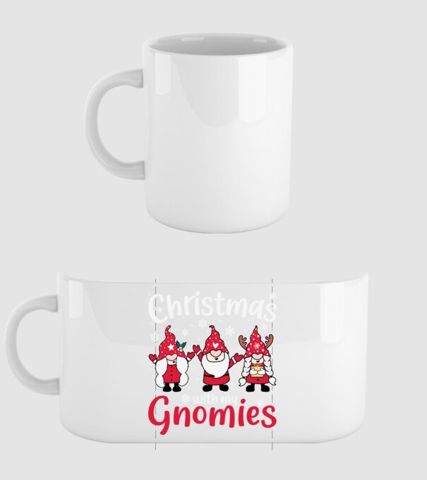 Christmas with my gnomies model alb pe tricou