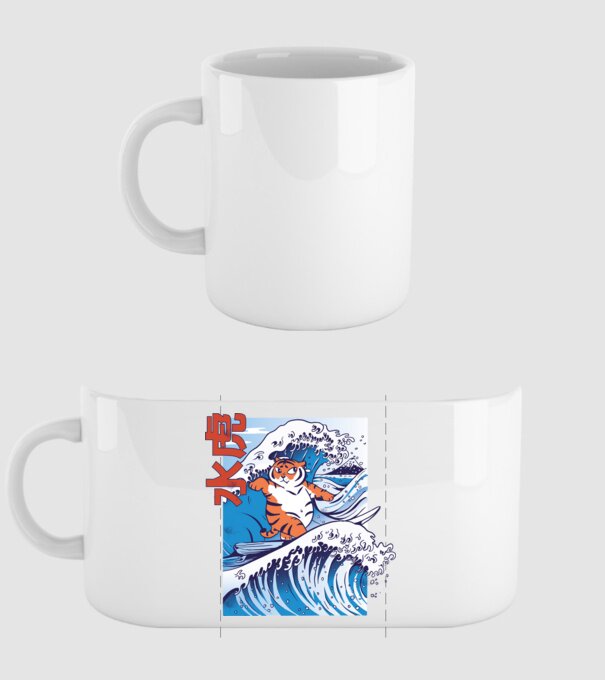 Chubby Surfer Tiger model alb pe tricou
