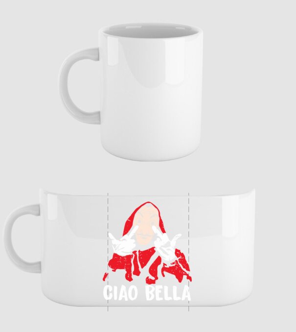 ciao bella dali model alb pe tricou