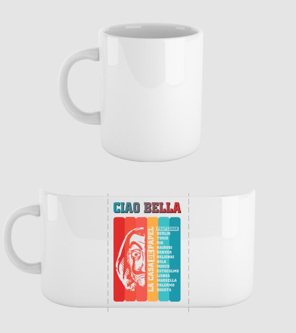 ciao bella retro model alb pe tricou