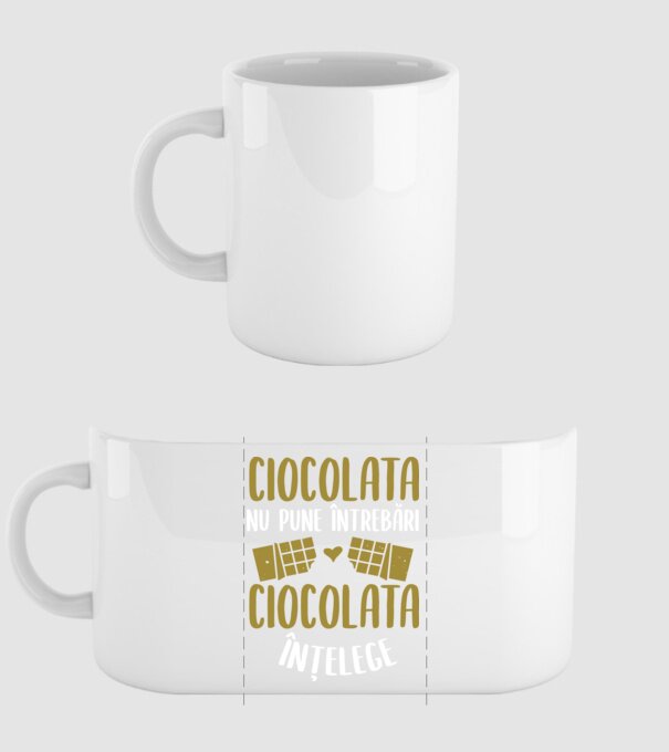 ciocolata nu pune întrebări, ciocolata înțelege model alb pe tricou