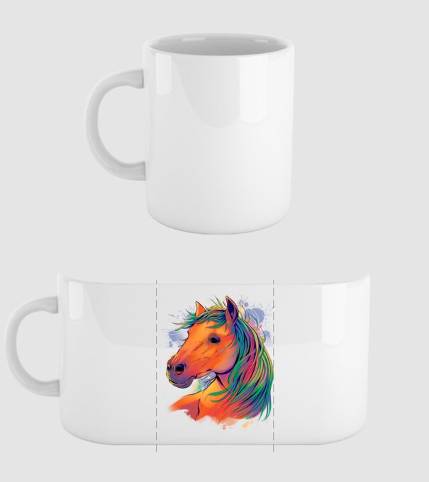 Colorful Horse model alb pe tricou
