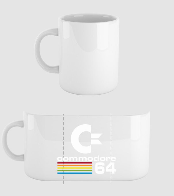 Commodore 64 logo on black model alb pe tricou