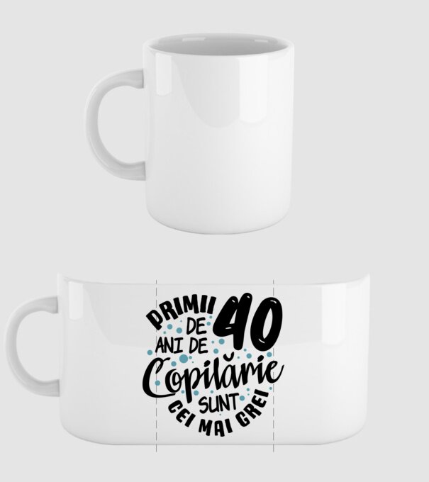 Copilărie 40 de ani model alb pe tricou
