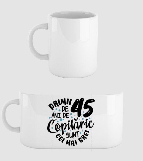 Copilărie 45 de ani model alb pe tricou