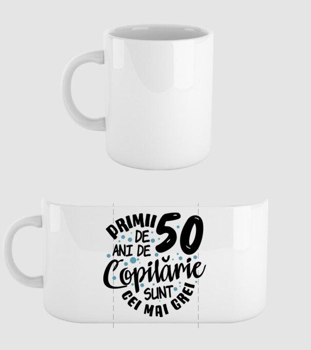 Copilărie 50 de ani model alb pe tricou