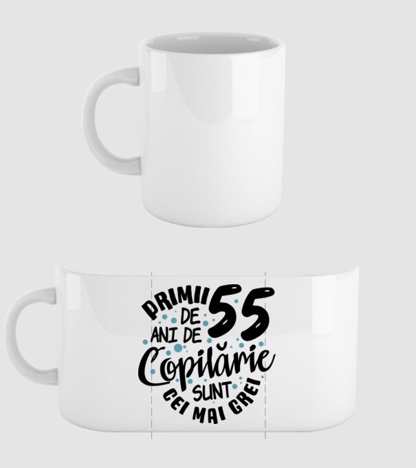 Copilărie 55 de ani model alb pe tricou