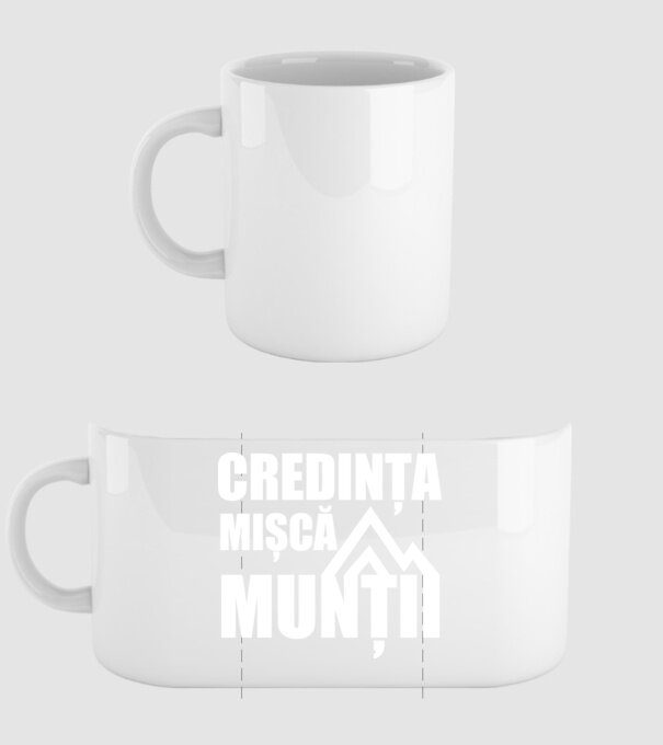Credința mișcă munții model alb pe tricou