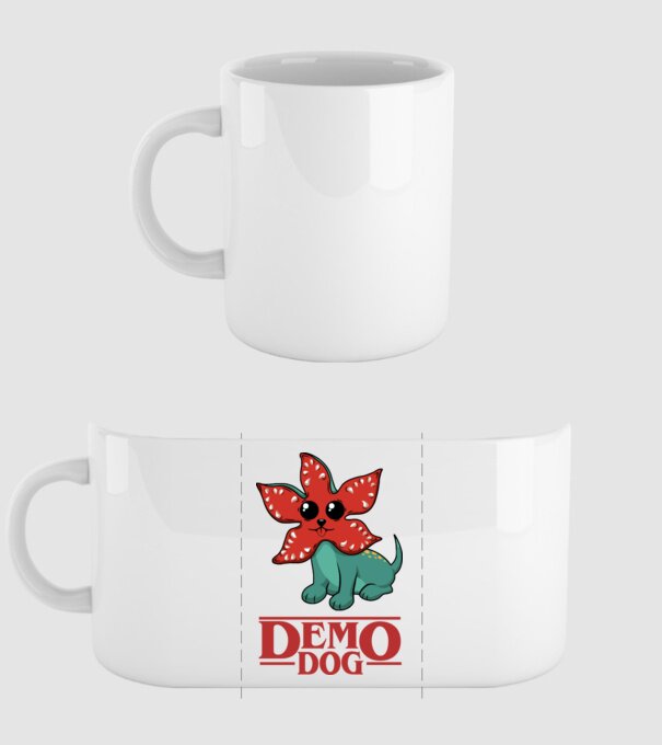cute demodog model alb pe tricou