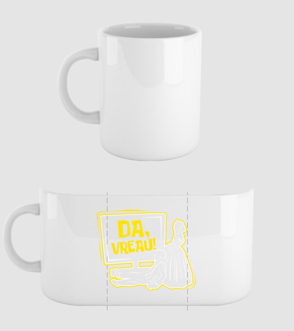 Da, vreau! model alb pe tricou