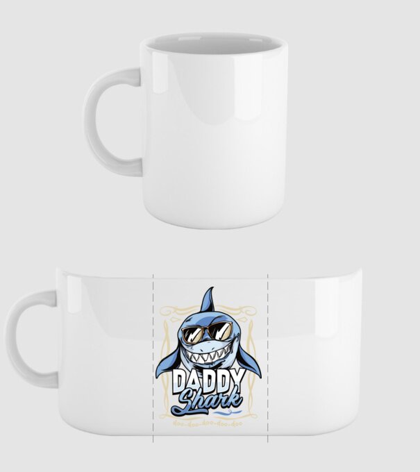 Daddy Shark model alb pe tricou