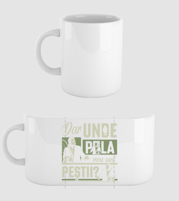 Dar unde p la mea sunt peștii model alb pe tricou