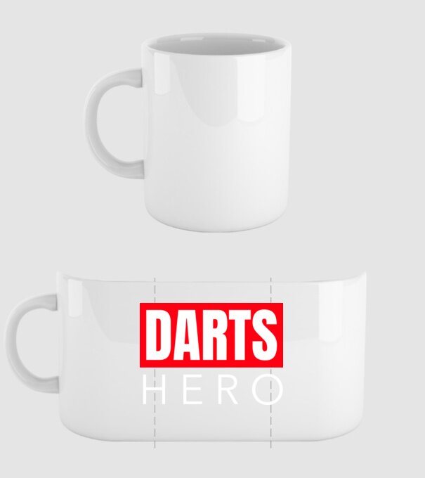 DARTS HERO model alb pe tricou