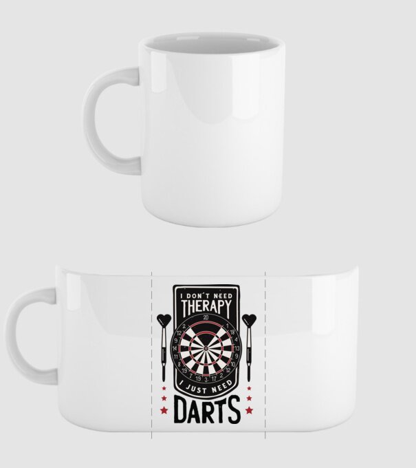 Darts Therapy model alb pe tricou