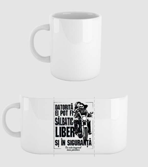 datorită lui pot fi sălbatică, liberă și în siguranță - el este îngerul meu păzitor model alb pe tricou