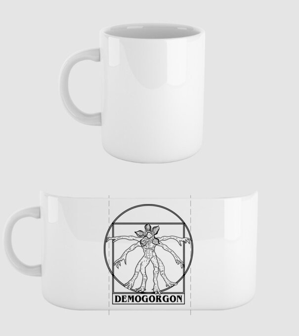 demogorgon da vinci model alb pe tricou