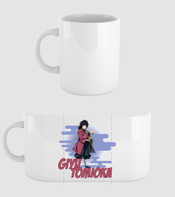 Demon Slayer Giyu model alb pe tricou