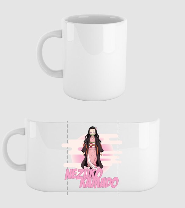 Demon Slayer  Nezuko model alb pe tricou