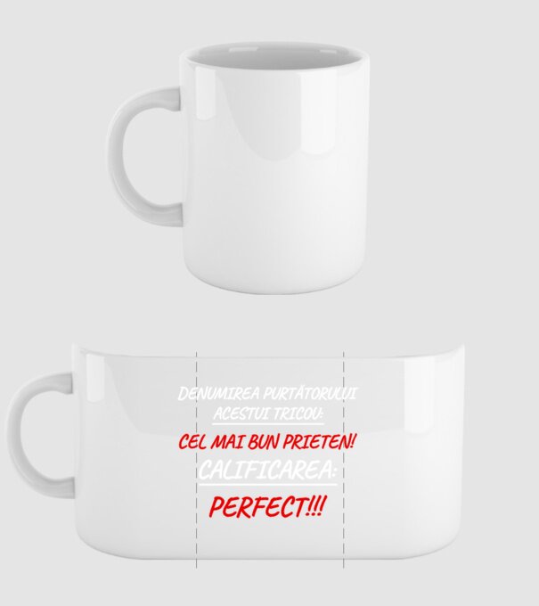 Denumirea purtătorului acestui tricou: CEL MAI BUN PRIETEN! Calificarea: PERFECT!!! model alb pe tricou
