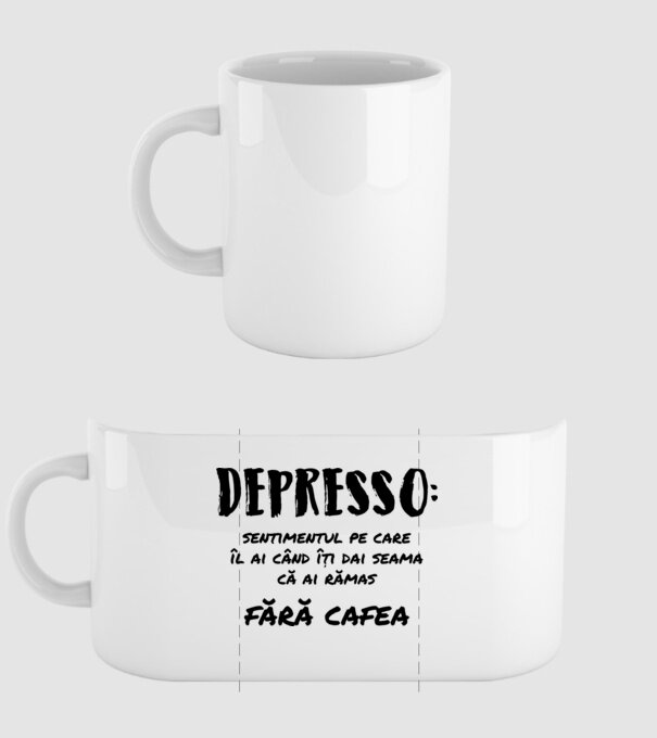 depresie: sentimentul pe care îl ai când îți dai seama că ai rămas fără cafea model alb pe tricou