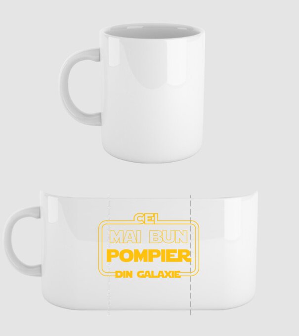 Cel mai bun pompier din galaxie model alb pe tricou