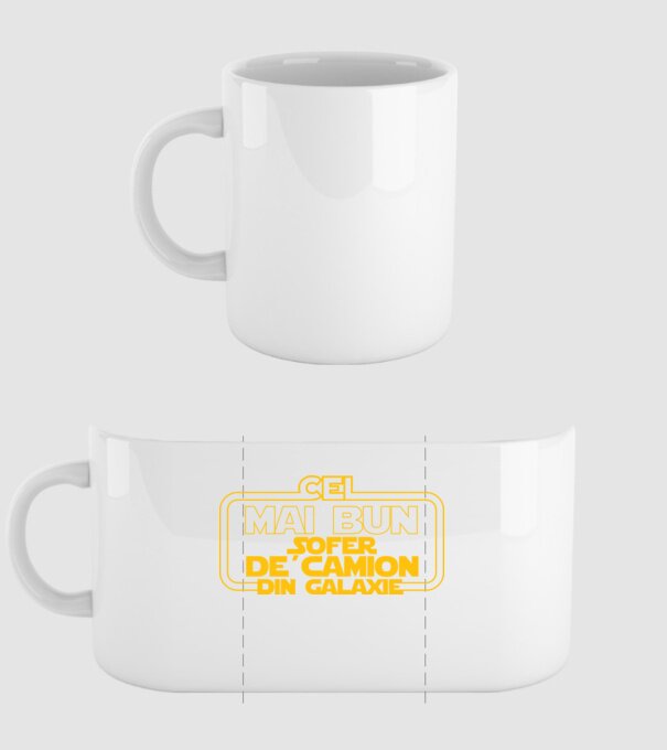 Cel mai bun șofer de camion din galaxie model alb pe tricou
