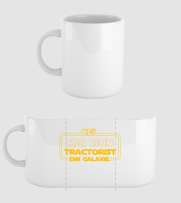 Cel mai bun tractorist din galaxie model alb pe tricou