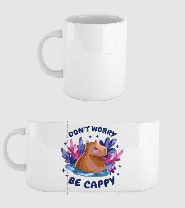 Don't worry be Cappy - capibară model alb pe tricou