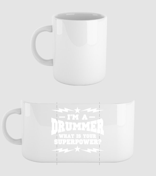 Drummer Superpower model alb pe tricou