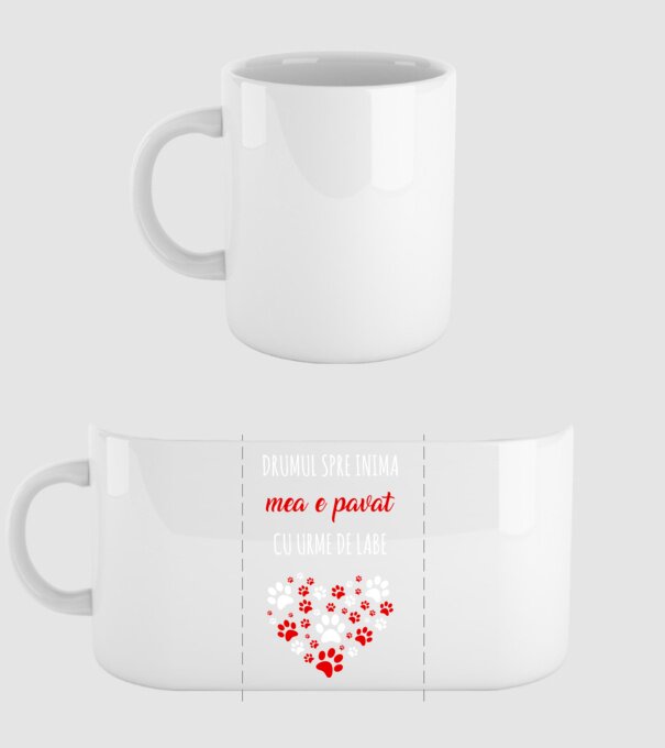 Drumul spre inima mea e pavat cu urme de labe model alb pe tricou