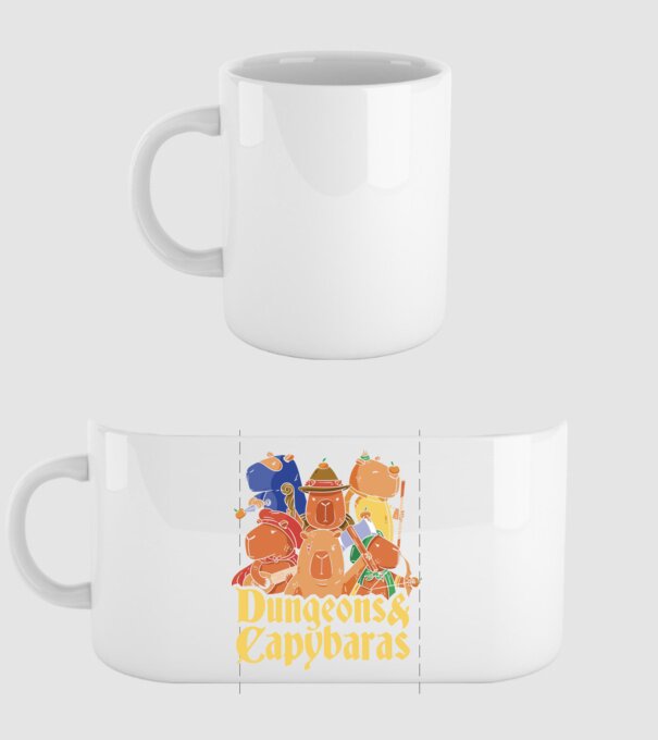 Dungeons and Capybaras model alb pe tricou