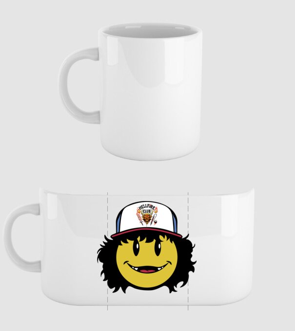 dustinhappyface model alb pe tricou