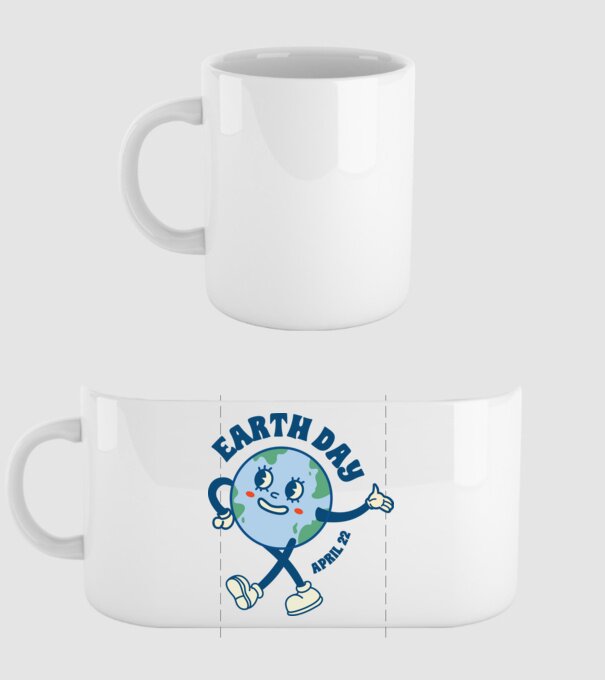 Earth Day model alb pe tricou