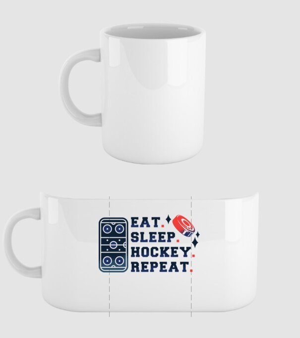 Eat Sleep Hockey Repeat model alb pe tricou