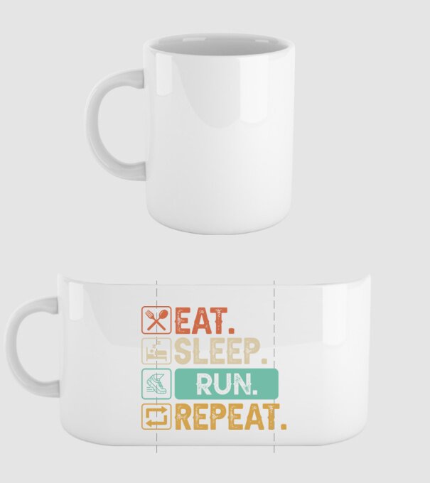 Eat Sleep Run Repeat model alb pe tricou
