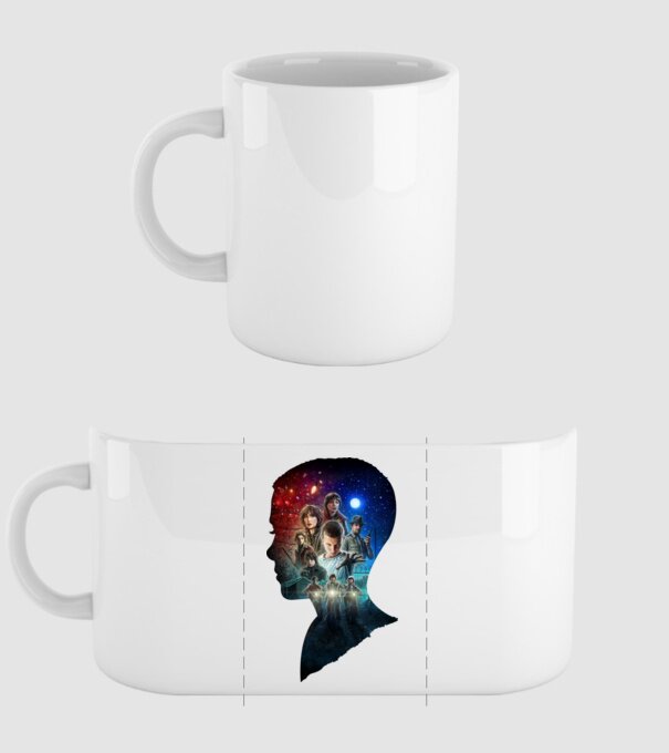 eleven poster head2 model alb pe tricou