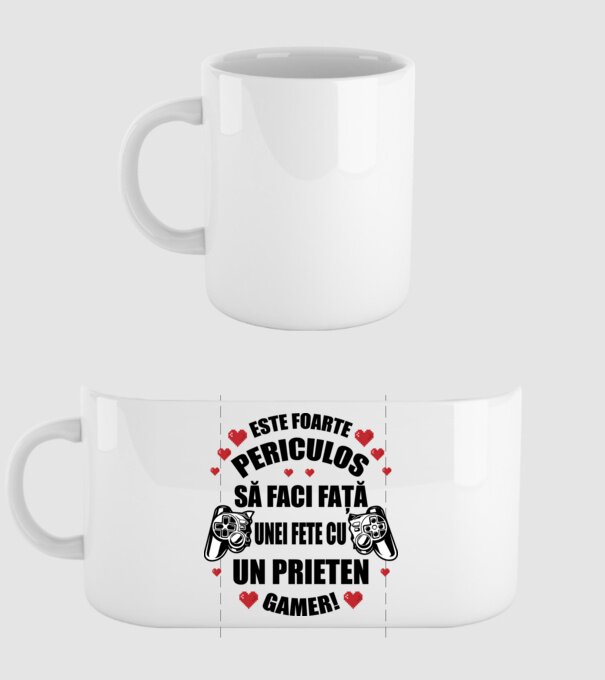 este foarte periculos să faci față unei fete cu un prieten gamer! model alb pe tricou