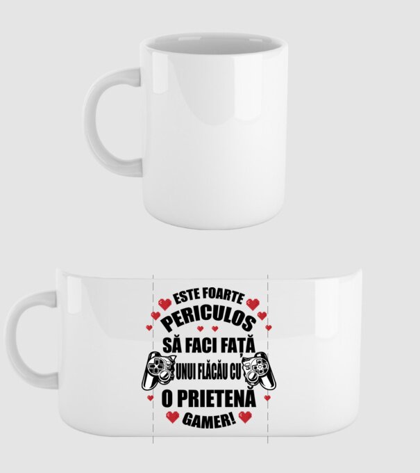 este foarte periculos să faci față unui flăcău cu o prietenă gamer! model alb pe tricou