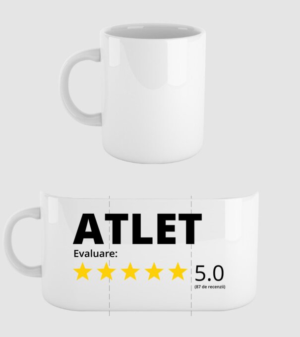 Evaluare 5 ATLET model alb pe tricou