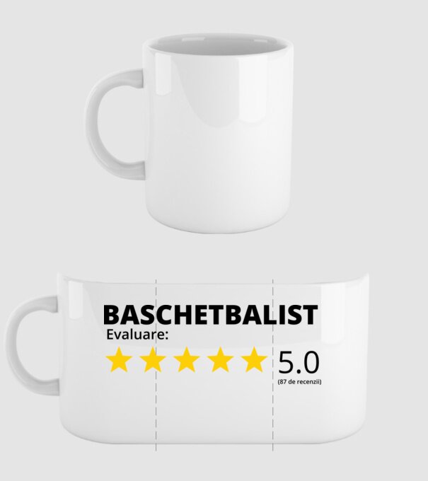 Evaluare 5 BASCHETBALIST model alb pe tricou