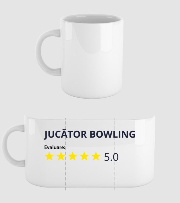 evaluare: jucător bowling de 5 stele model alb pe tricou