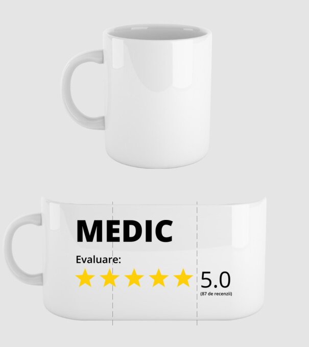 Evaluare - MEDIC model alb pe tricou