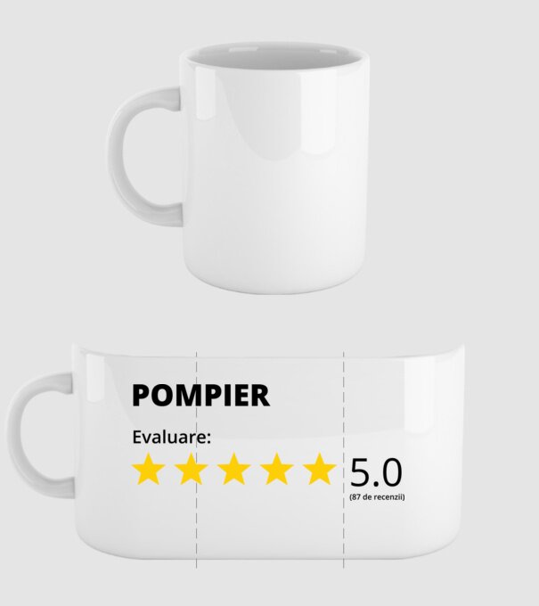 Evaluare - POMPIER model alb pe tricou