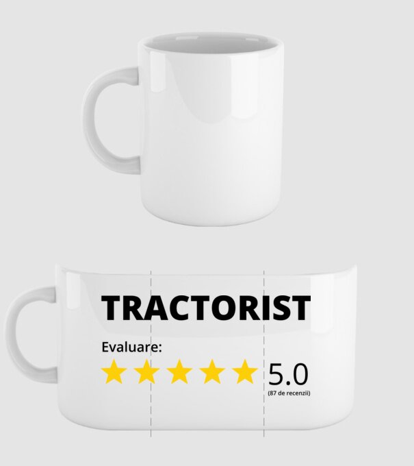 Evaluare - TRACTORIST model alb pe tricou