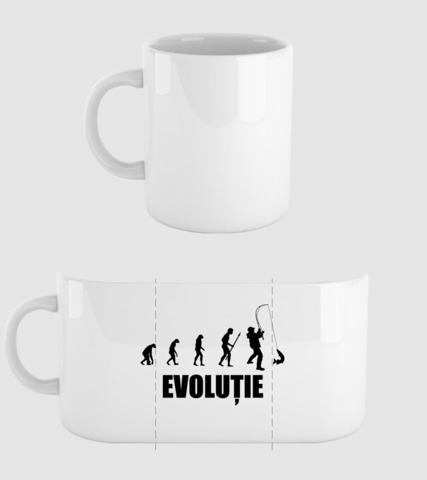 Evoluție Pescuit model alb pe tricou