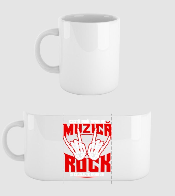 există două tipuri de muzică, rock și celelalte rahaturi model alb pe tricou