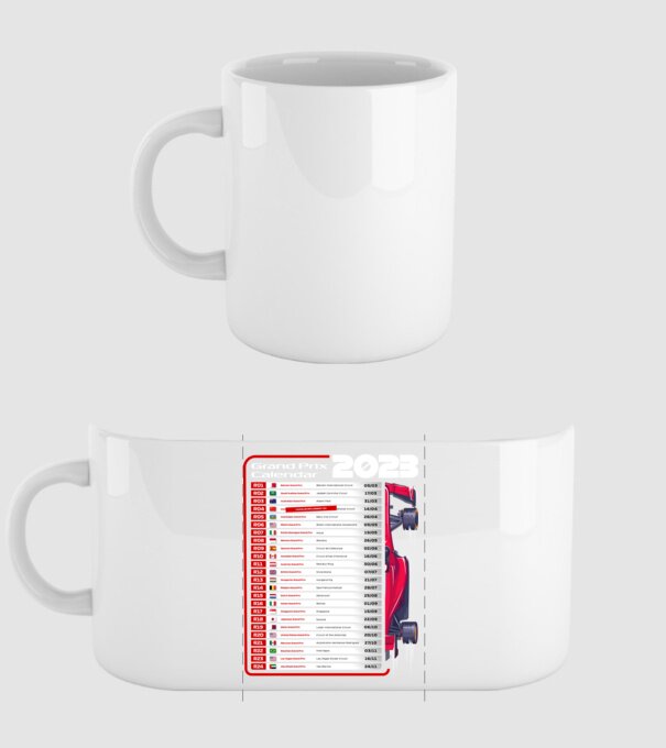 F1 Calendar TBA model alb pe tricou